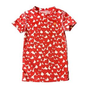⭐️Crewcuts red heart print short sleeve swim rash guard size 2